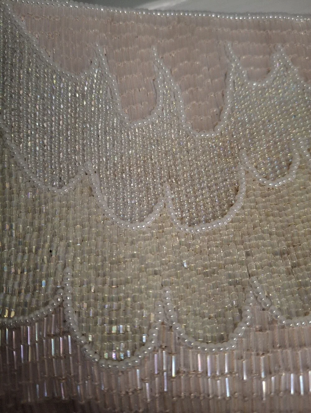 Lord & Taylor Vintage Pink Iridescent Beaded Evening Clutch Bag